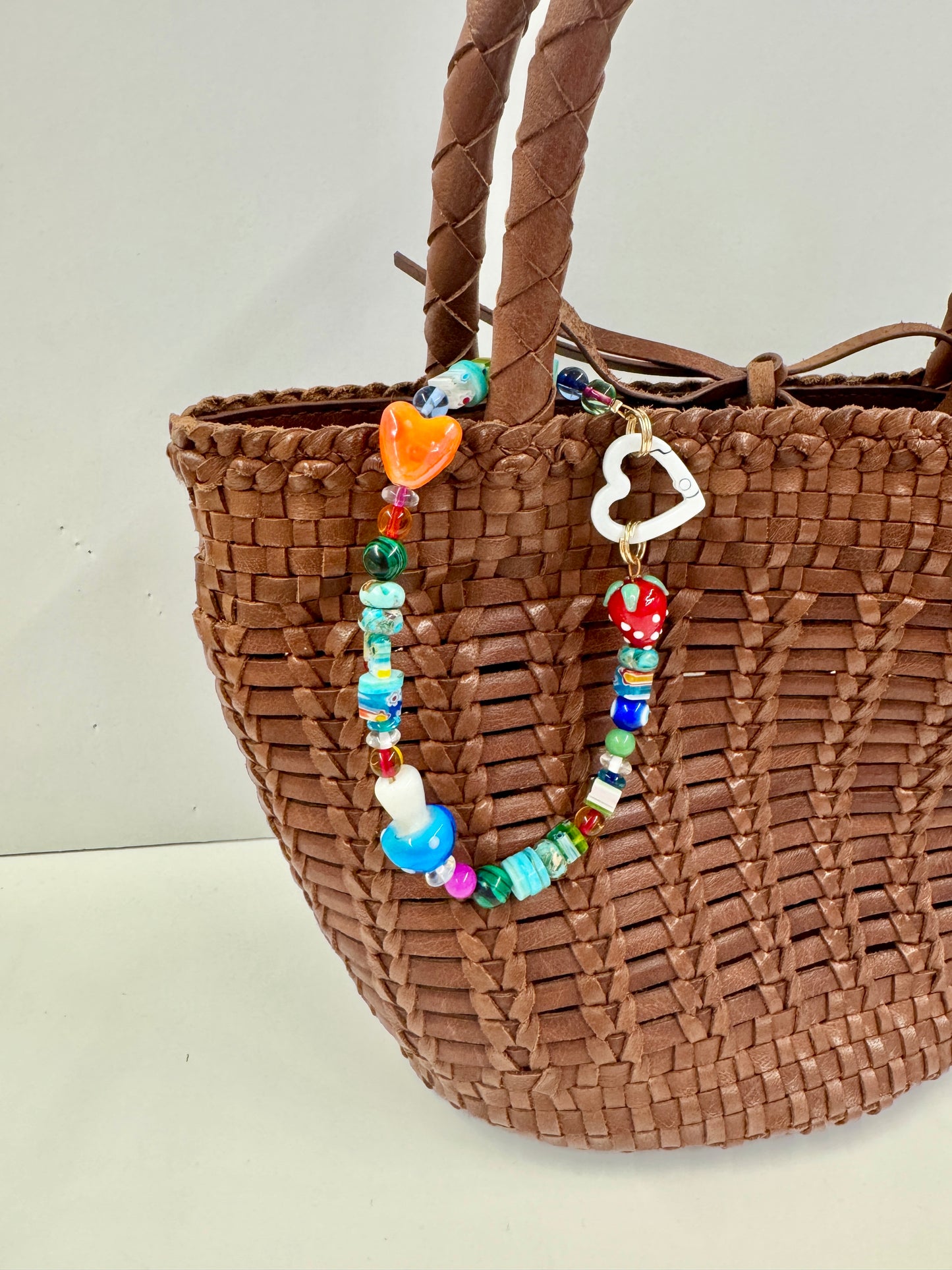 Orange heart bag charm