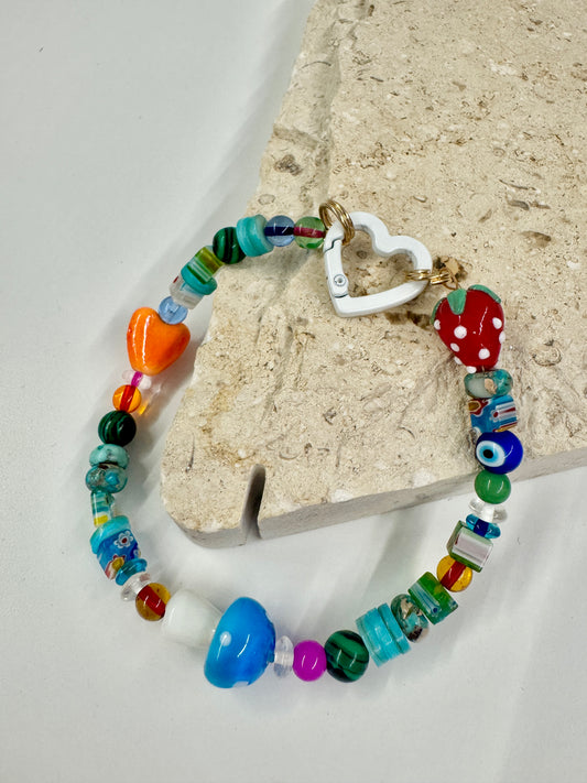 Orange heart bag charm