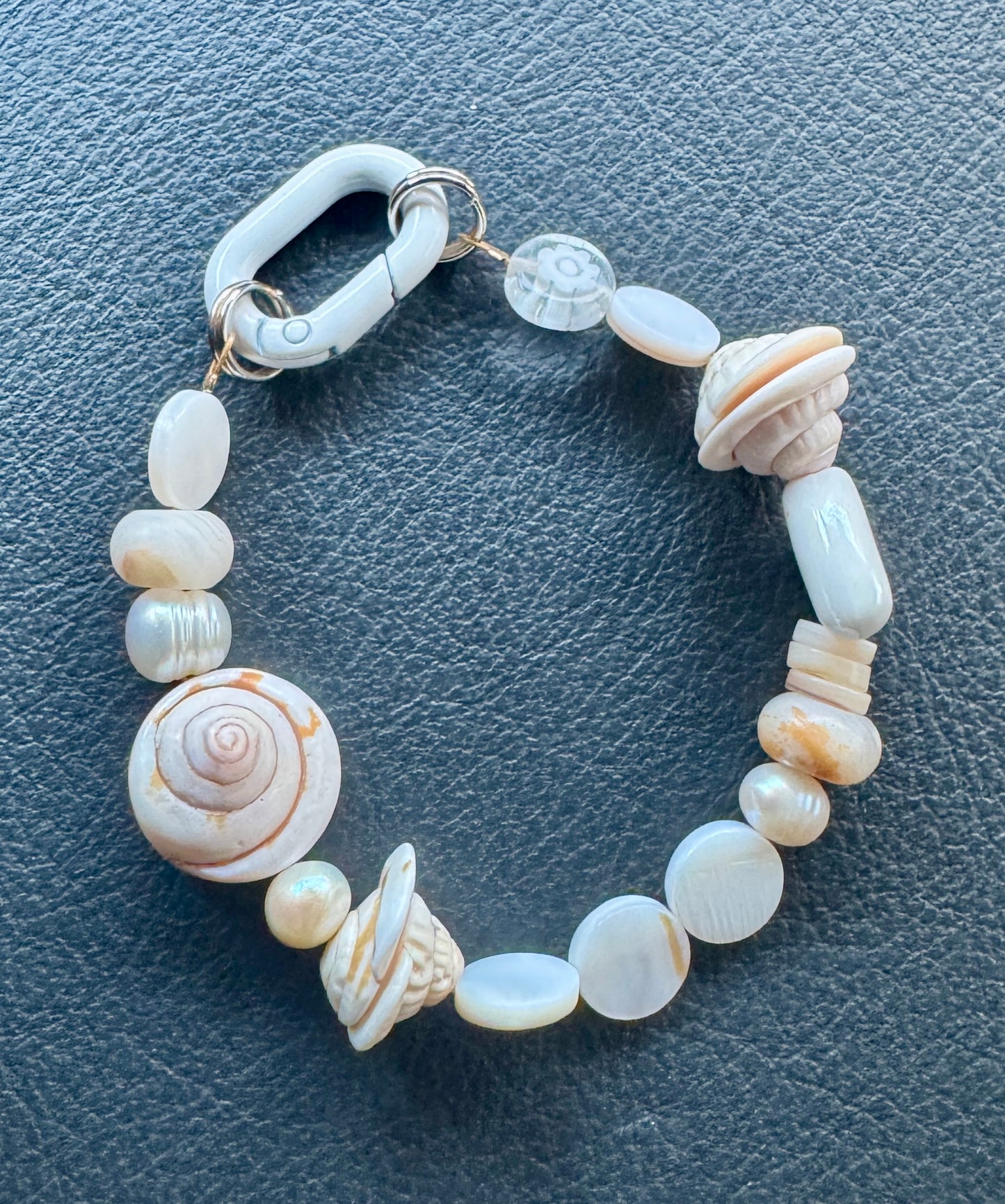 Natural Shell & Pearl Bag Charm / Bracelet